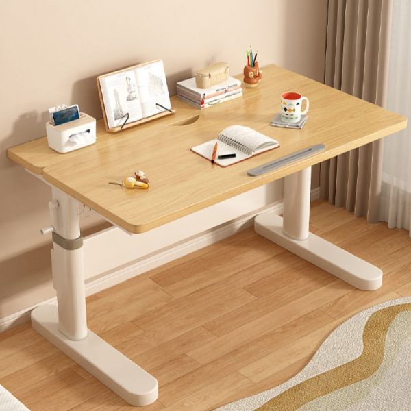 "Multi-level Damp-proof Timber Kids Desk with Wood Color Top, Storage, Compartment, and 1 Shelf"