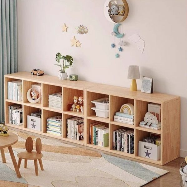 "Casual Wood Color Standard Children's Bookshelf with 2/3 Shelves, Horizontal/Vertical Orientation, Lumber Shelf, Closed Back, Self-supporting"