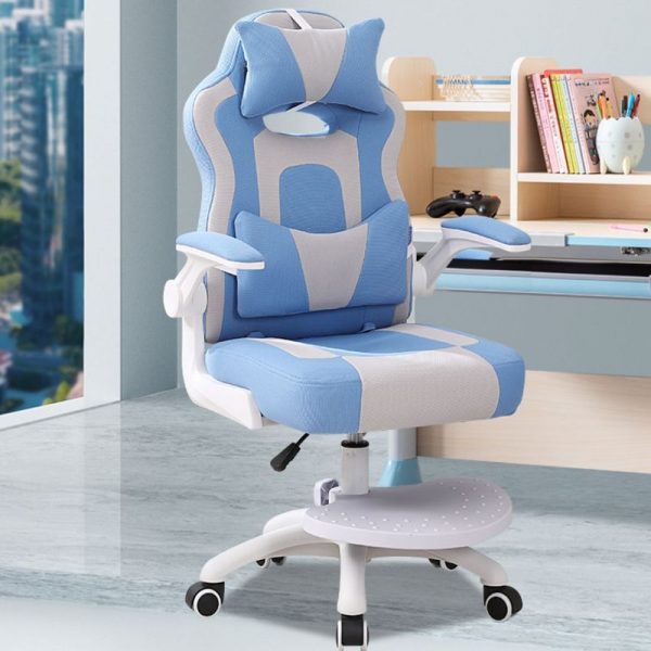 "Ergonomic Adjustable Height Stain-Resistant Waterproof Kids Chair in Pink/Red/Blue With Arms, Lockable Casters and Upholstered Chair(s)"